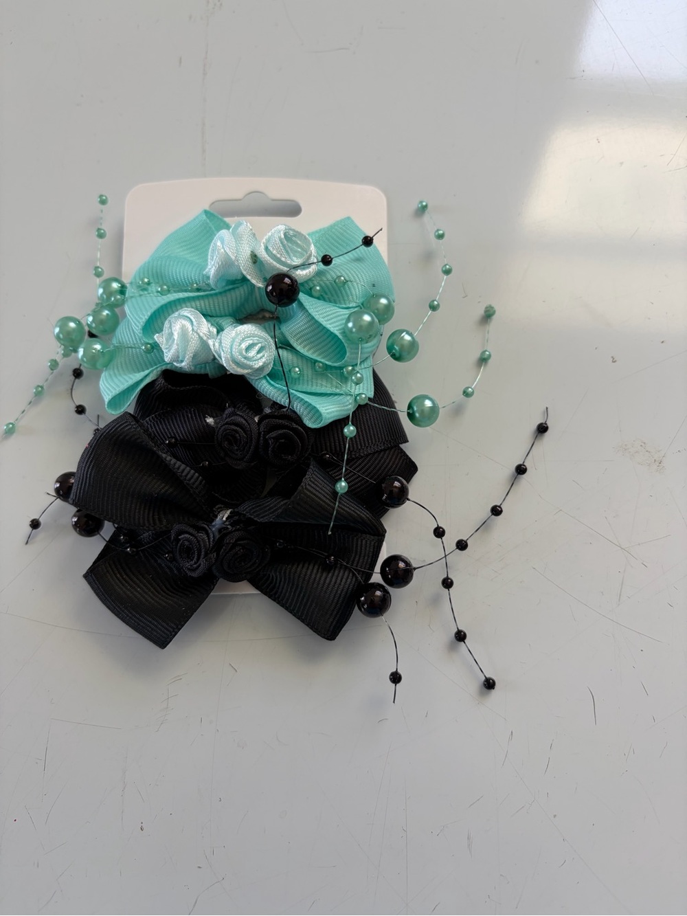 About A Girl Mint Green and Black Decorative Hair Bow Set